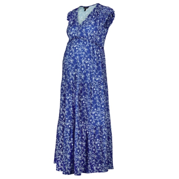 Isabella Oliver Andel Maternity Midi Dress Gorgeous Blue size 2 (US sz 6) - Picture 4 of 11